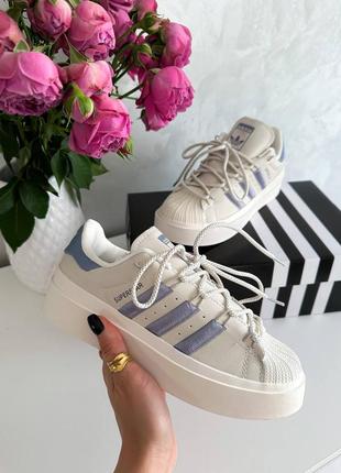 Кроссовки adidas superstar bonega beige/blue