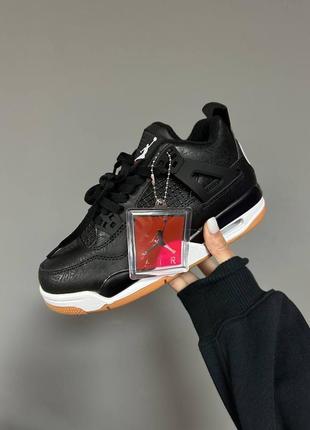 Женские зимние кроссовки черные nike air jordan retro 4 «&nbsp;laser black gum&nbsp;» fur ❄️3 фото