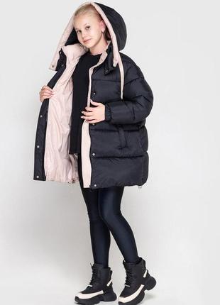 Зимняя куртка, пуховик майли для девочки / черный