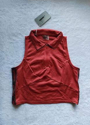 Спортивный кроп-топ без рукавов gymshark revival zip up crop top