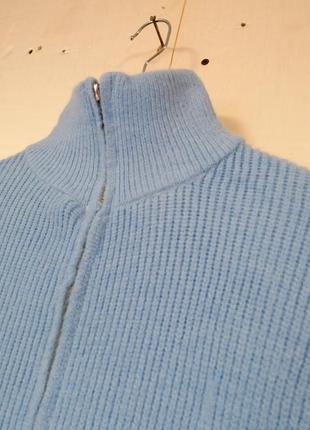 Вязаный свитер, кофта на замке небесно голубого цвета2 фото