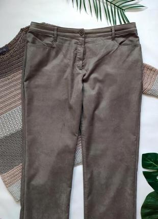 Базовые брюки замшевые в стиле зара, zara, штаны хаки замш4 фото