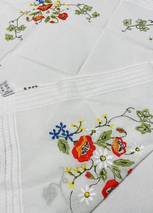 Красивая белая скатерть с вышивкой, 💯хлопок, европейский производитель. качество супер!7 фото
