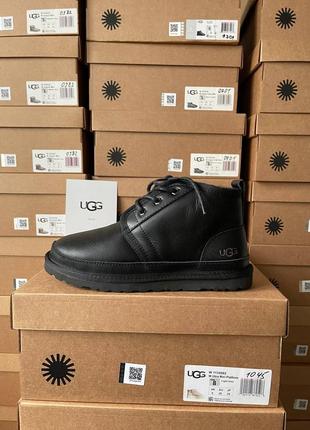 Чоловічі уггі чорні ugg neumel black leather8 фото