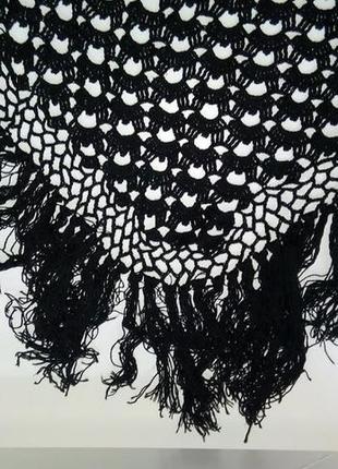 Большая шаль платок кири вязаная накидка с бахромой бохо сетка2 фото