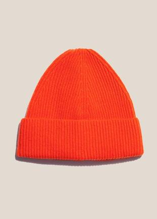 Оранжева шапка біні докер в’язана шапка zara tcm оранжевая шапка яркая шапка вязана шапка