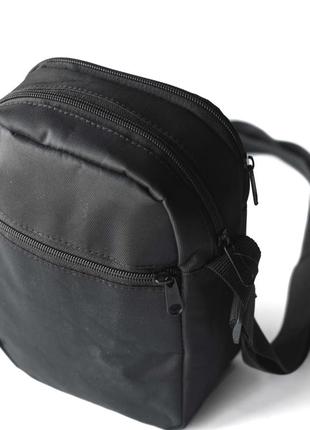 Чоловіча сумка через плече барсетка stone island чорна тканинна сумка месенджер стон айленд4 фото
