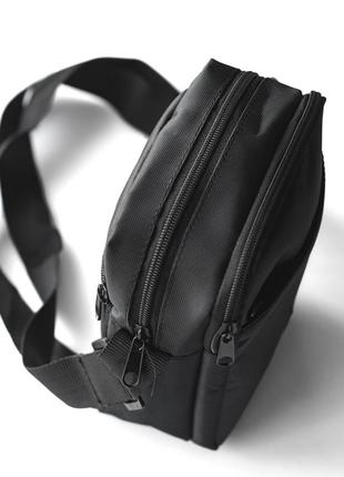 Чоловіча сумка через плече барсетка stone island чорна тканинна сумка месенджер стон айленд5 фото