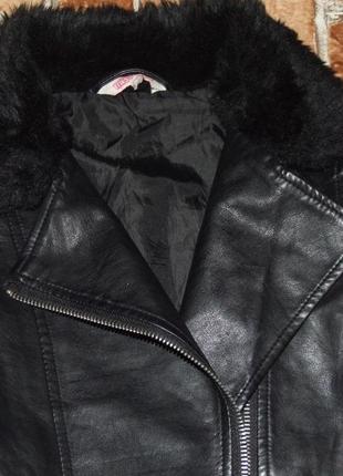 Куртка кожаная косуха девочке 9 - 10 лет miss e-vie3 фото