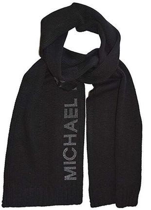 Чорний вязаний шарф зі стразами michael kors вязаный шарф со стразами шарф с надписью1 фото