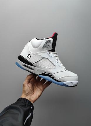 Nike air jordan 5 retro white fur2 фото