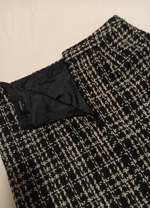 Трендовая твидовая теплая юбка юбка в клетку10 фото