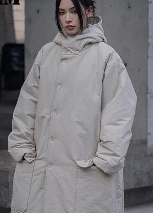 Куртка длинная теплая пальто оверсайз р. s m l2 фото