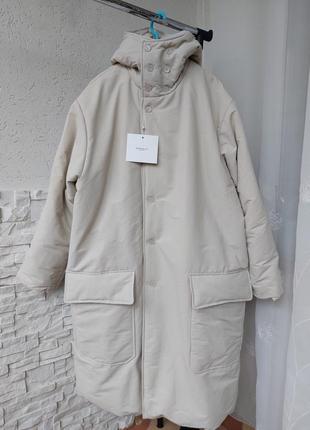 Куртка длинная теплая пальто оверсайз р. s m l5 фото