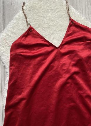 Платье атласное свободное в бельевом стиле красное платье2 фото