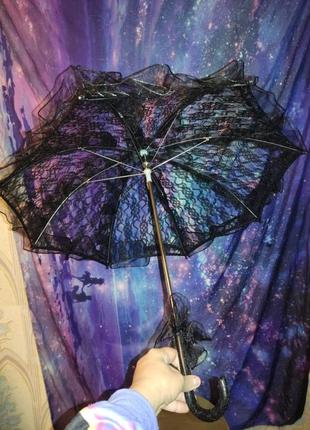 Неформальный готический вампирский кружевной гипюровый зонт punk rave7 фото