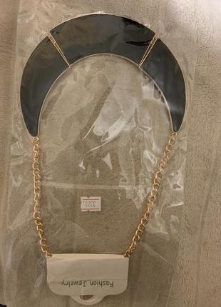 Прикраса на шию намисто кольє воріт золото чорний метал4 фото