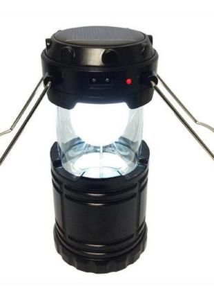 Туристичний ліхтар-лампа на сонячній батареї з павербанком camping mh-5800t (6+1 led). колір: чорний4 фото