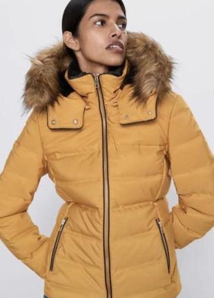 Куртка пуховик с капюшоном zara