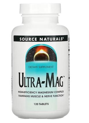 Магний витамин в6, ultra-mag 120 таблеток source naturals