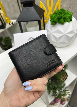 Чорний практичний стильний гаманець натуральна шкіра