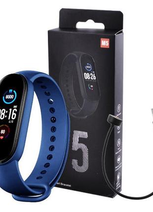 Фитнес браслет smart watch m5 band classic black смарт часы-трекер. цвет: синий1 фото