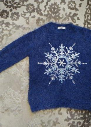 Красивий зимовий светр травка кофта mark&spencer на 12-13 років.