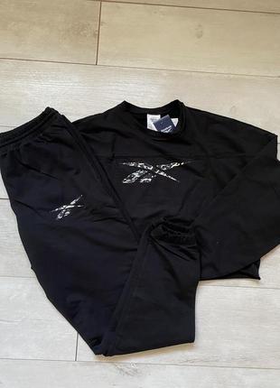 Летний спортивный костюм черный кофта брюки reebok safari8 фото