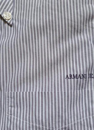 Хлопковая рубашка armani jeans в актуальную полоску!4 фото