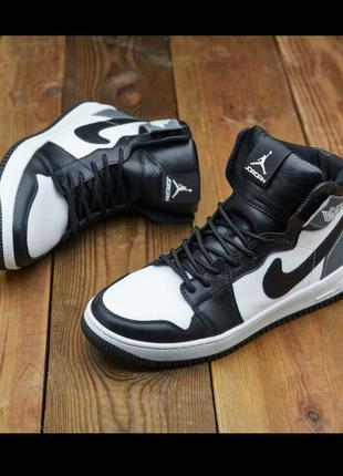 Зимові чоловічі шкіряні високі кросівки nike air jordan, зимові спортивні черевики