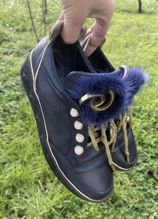 Ботинки женские, синие ботинки, осенние ботинки6 фото