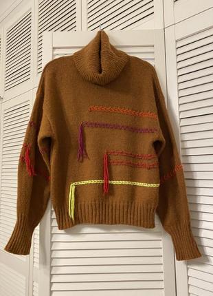Светер с горлом benetton, шерсть, альпака