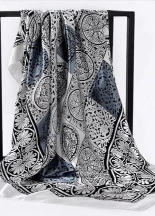 90*90 см люксовый шелковый большой женский модный шарф с узором1 фото