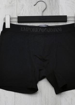 Мужские трусы боксёры emporio armani чёрные. полномерная удлиненная модель.1 фото
