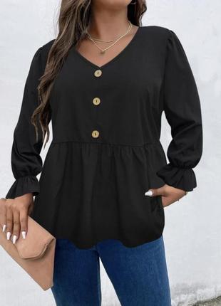 Невероятно стильная нежная черная блуза shein размер 50-52-54