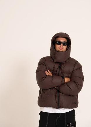 Зимняя мужская куртка ogonpushka homie 3.0 коричневая4 фото