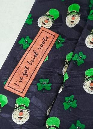 Шелковый оригинальный галстук от tridaditional craft, ирландский стиль,лепреконы, клевер, унисекс5 фото