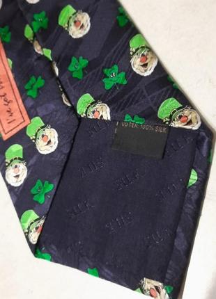 Шелковый оригинальный галстук от tridaditional craft, ирландский стиль,лепреконы, клевер, унисекс8 фото