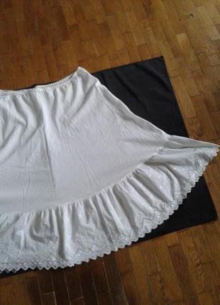 Белая нижняя юбка , подъюбник с оборкой из прошвы st.michael англия .батал нюанс5 фото
