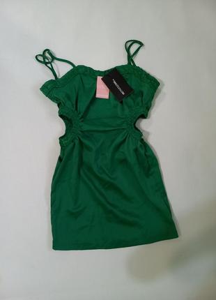Коктейльное платье зеленый акцент на талии3 фото