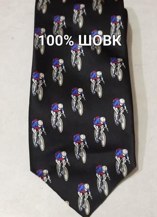 The tie studio london 100% шовк стильний оригінальний галстук , краватка , ручна робота , велосипеди з велосипедистами