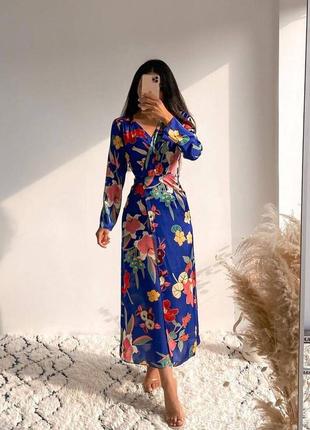 Zara платье  с цветочным принтом1 фото