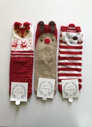 1-92/1 новорічні шкарпетки різдвяні комплект 3 пари шкарпеток носков женские носки1 фото