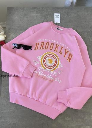 Трикотажний світшот на флісі з написом brooklyn1 фото