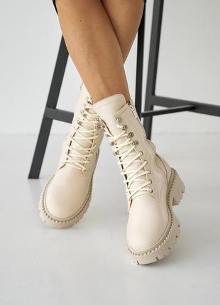 Жіночі черевики шкіряні зимові молочні yuves 449, розмір: 36, 39, 40, 413 фото