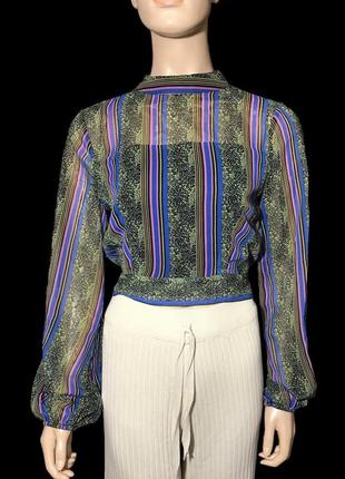 Блуза в принт с открытой спинкой,рубашка,кофта в полоску,орнамент2 фото