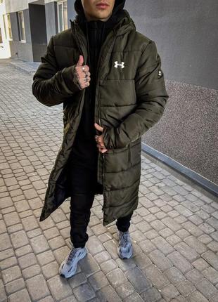 Мужской зимний пуховик under armour хаки куртка купить наложенный платеж