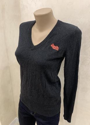 Кашемировый свитер джемпер superdry женский серый3 фото