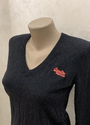 Кашемировый свитер джемпер superdry женский серый2 фото