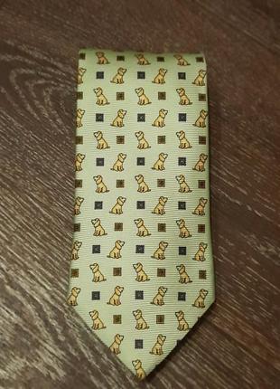 Брендовый коллекционный 100% шелк галстук с песиками от les copains6 фото